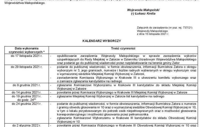 ZARZĄDZENIE WOJEWODY MAŁOPOLSKIEGO z dnia 15 listopada 2021 r.