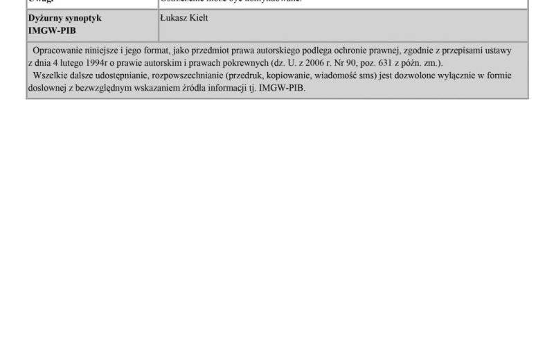 Ostrzeżenie meteorologiczne zbiorcze o: Silny wiatr/2, Oblodzenie/1