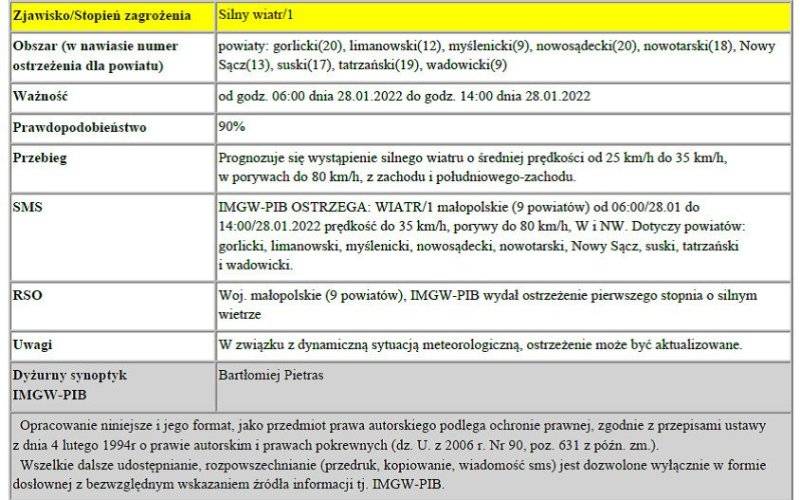 Ostrzeżenie meteorologiczne-Oblodzenie/1