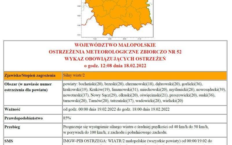Ostrzeżenie meteorologiczne: Silny wiatr/2