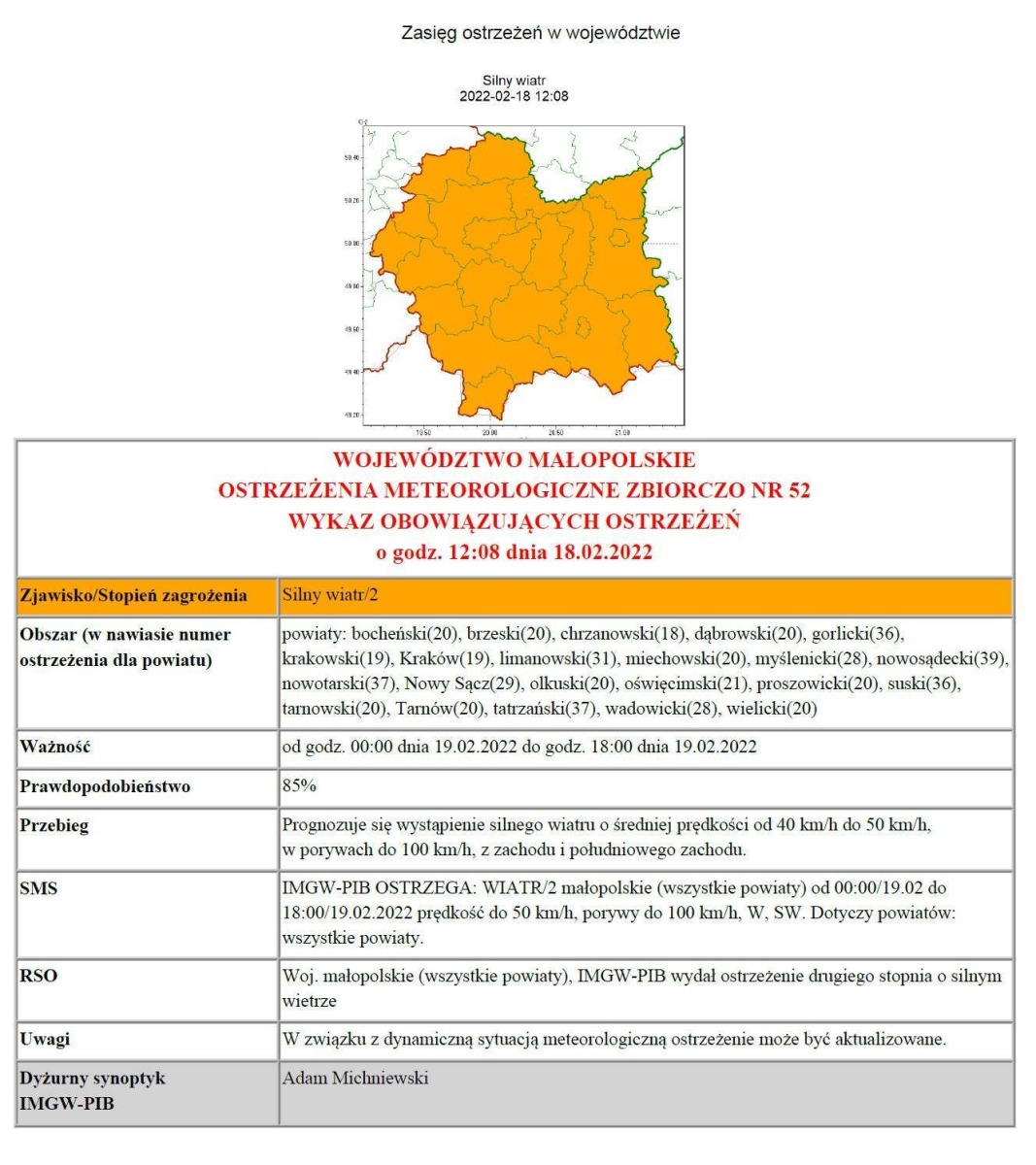 Ostrzeżenie meteorologiczne: Silny wiatr/2