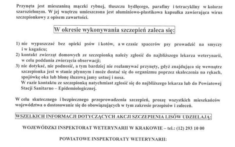 Akcja ochronnego szczepienia lisów przeciwko wściekliźnie w dniach od 25 do 29 kwietnia 2022 roku.