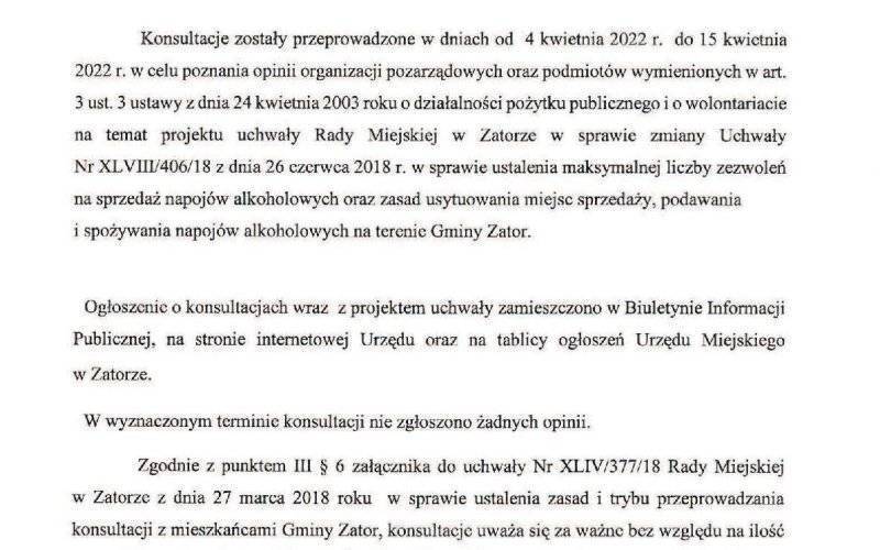 Protokół Rady Miejskiej w Zatorze z dnia 19.04.2022r.