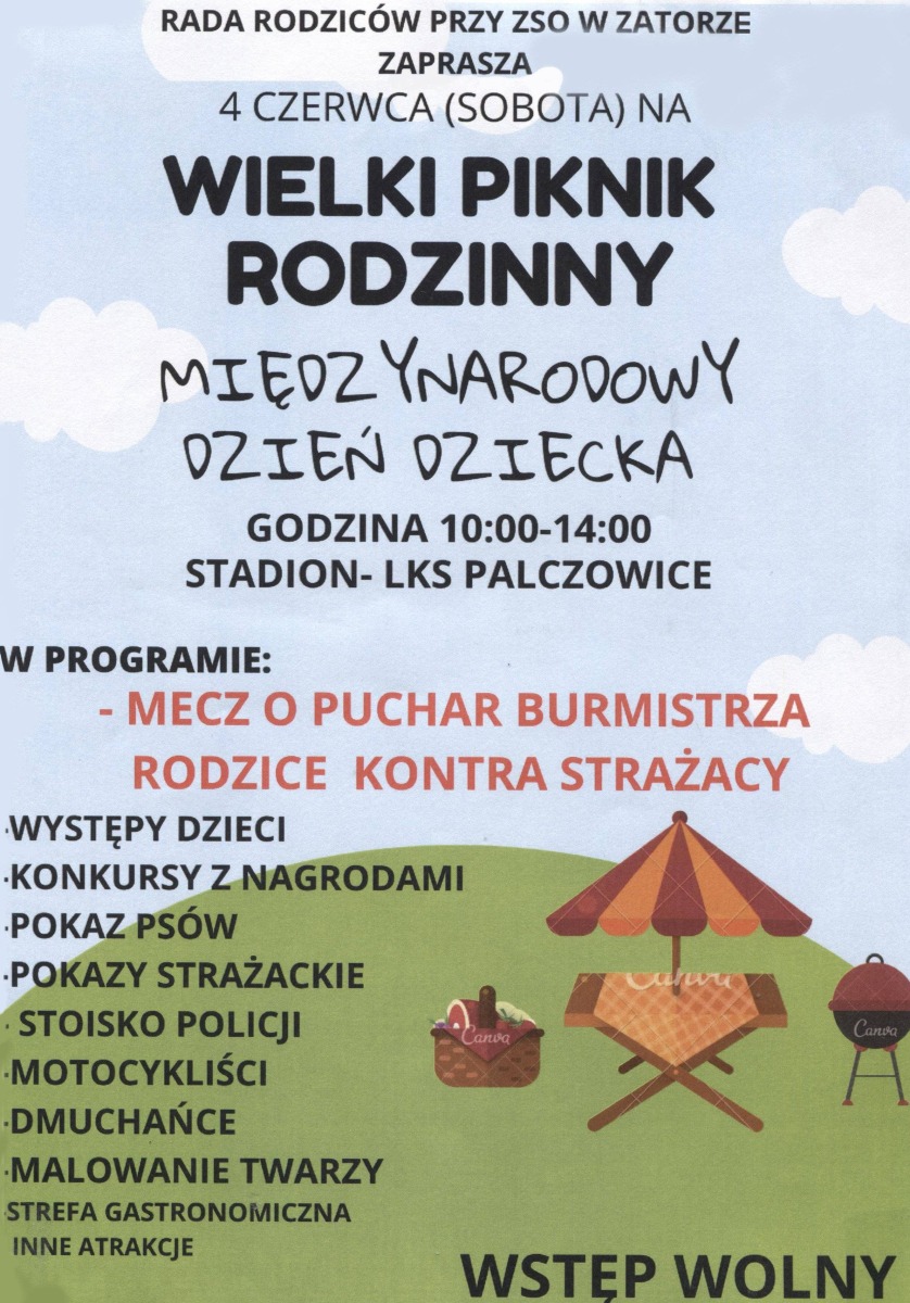 Rada Rodziców przy ZSO w Zatorze zaprasza na Wielki Piknik Rodzinny