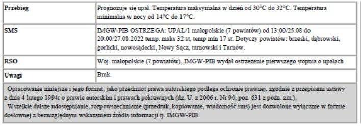 Ostrzeżenie meteorologiczne nr 209 - Burze z gradem 1