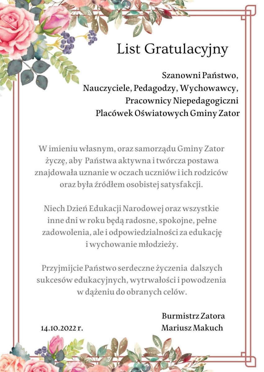 List Gratulacyjny