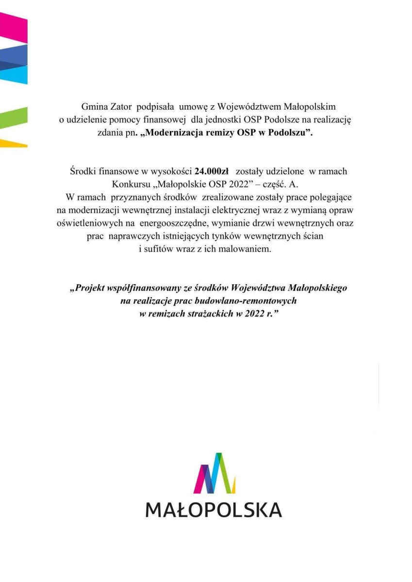 Modernizacja remizy OSP w Podolszu