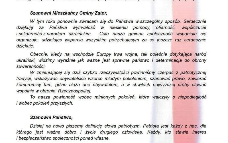 Szanowni Państwo, Drodzy Mieszkańcy Gminy Zator!