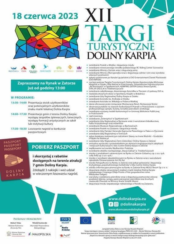 Serdecznie zapraszamy na XII Targi Turystyczne Doliny Karpia