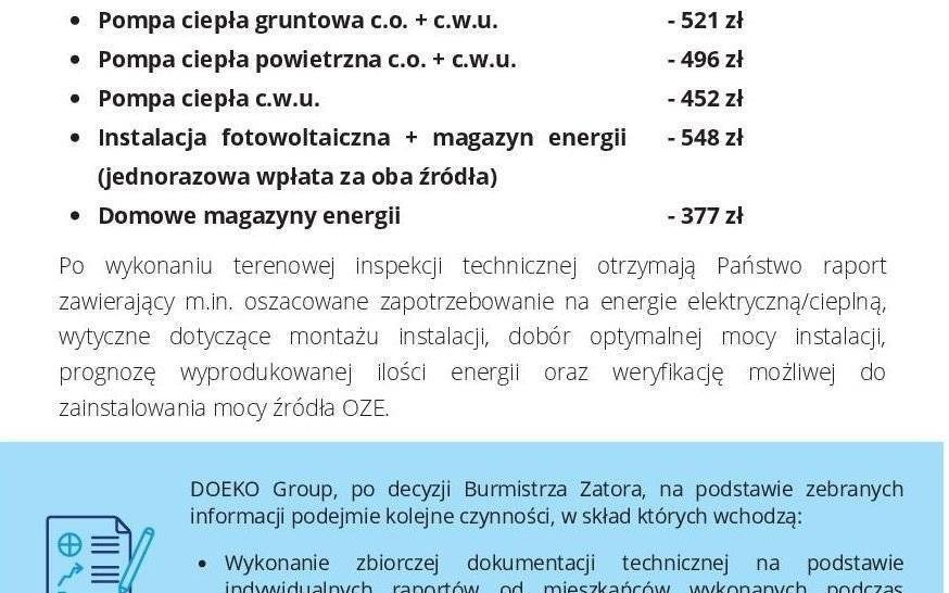 Burmistrz Zatora zaprasza na spotkania informacyjne dla mieszkańców zainteresowanych dofinansowaniem do instalacji fotowoltaicznych, pomp ciepła oraz magazynów energii