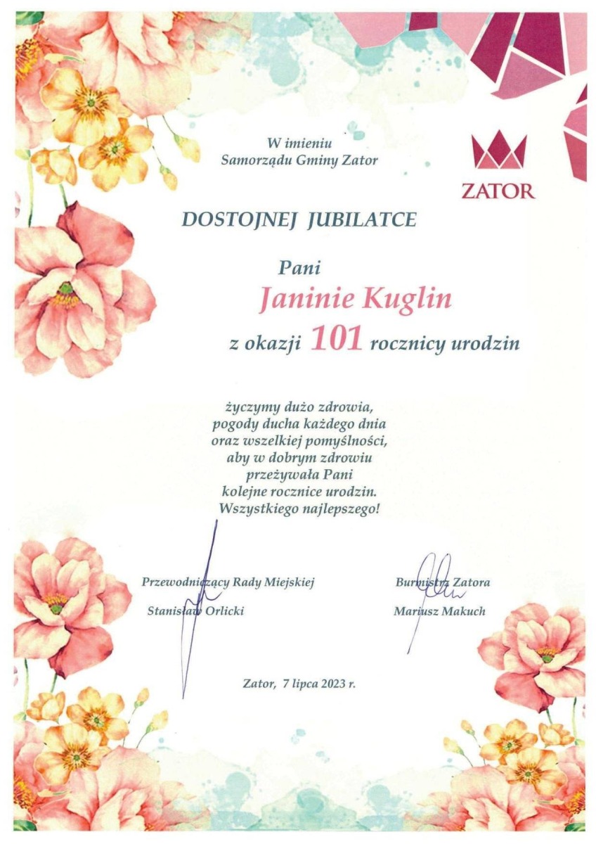 Urodziny najstarszej mieszkanki Gminy Zator