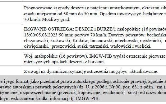 Ostrzeżenie meteorologiczne nr 209-Silny deszcz z burzami 1
