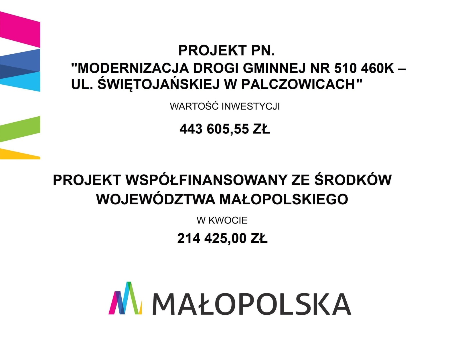Dofinansowanie na modernizację ul. Świętojańskiej w Palczowicach