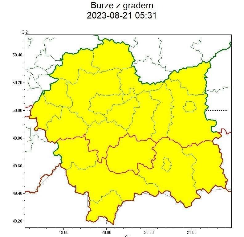 Ostrzeżenie meteorologiczne nr 238_burze z gradem 1 stopnia/ upał 2 stopnia_zmiana