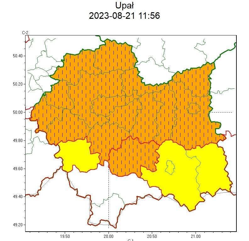 Ostrzeżenie meteorologiczne nr 239 - Upał_2 stopnia_zmiana, Burze z grdem_1stopnia