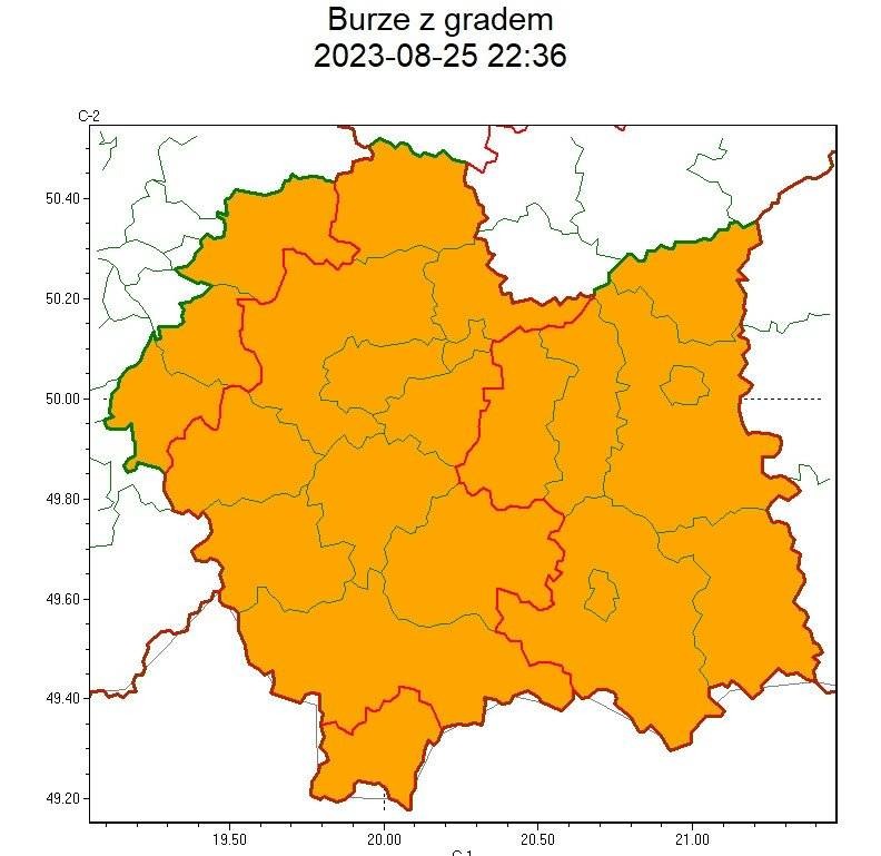 Ostrzeżenie meteorologiczne zbiorcze nr 249 - burze z gradem 2 stopnia