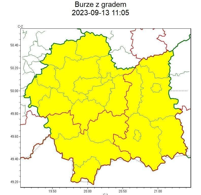 Ostrzeżenie meteorologiczne_266_Burze z gradem_1stopnia