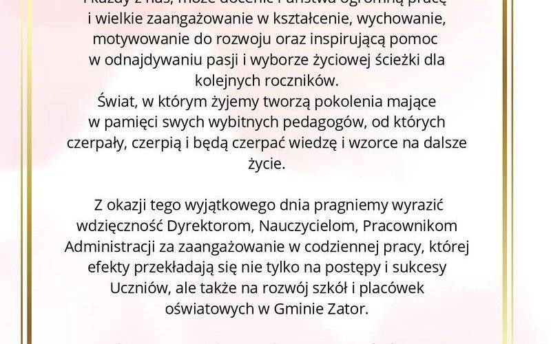 Życzenia z okazji Dnia Edukacji Narodowej