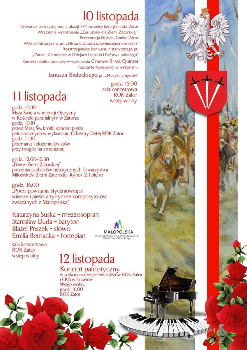 10-12 listopada - Z dziejów naszych … Uroczyste obchody Święta Niepodległości i 731 rocznicy lokacji Zatora