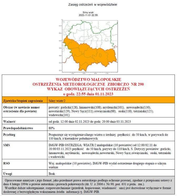 Ostrzeżenie meteorologiczne_299_Silny_wiatr_2 stopnia