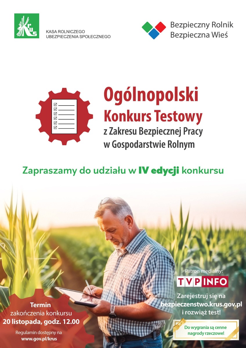Ogólnopolski Konkurs Testowy z Zakresu Bezpiecznej Pracy w Gospodarstwie Rolnym