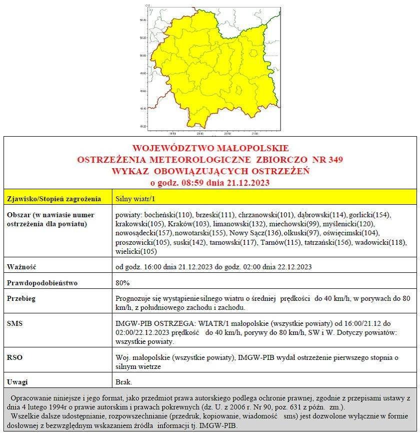Ostrzeżenie meteorologiczne_nr 349 Silny wiatr_ 1