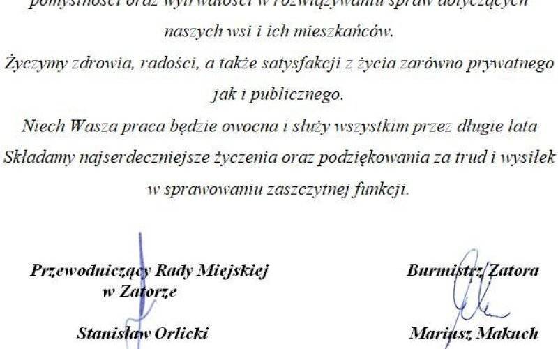 Życzenia z okazji Dnia Sołtysa