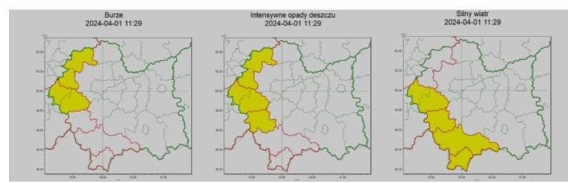 Ostrzeżenie meteorologiczne nr 76 - Silny wiatr_1, Burze_1, Intensywne opady deszczu_1