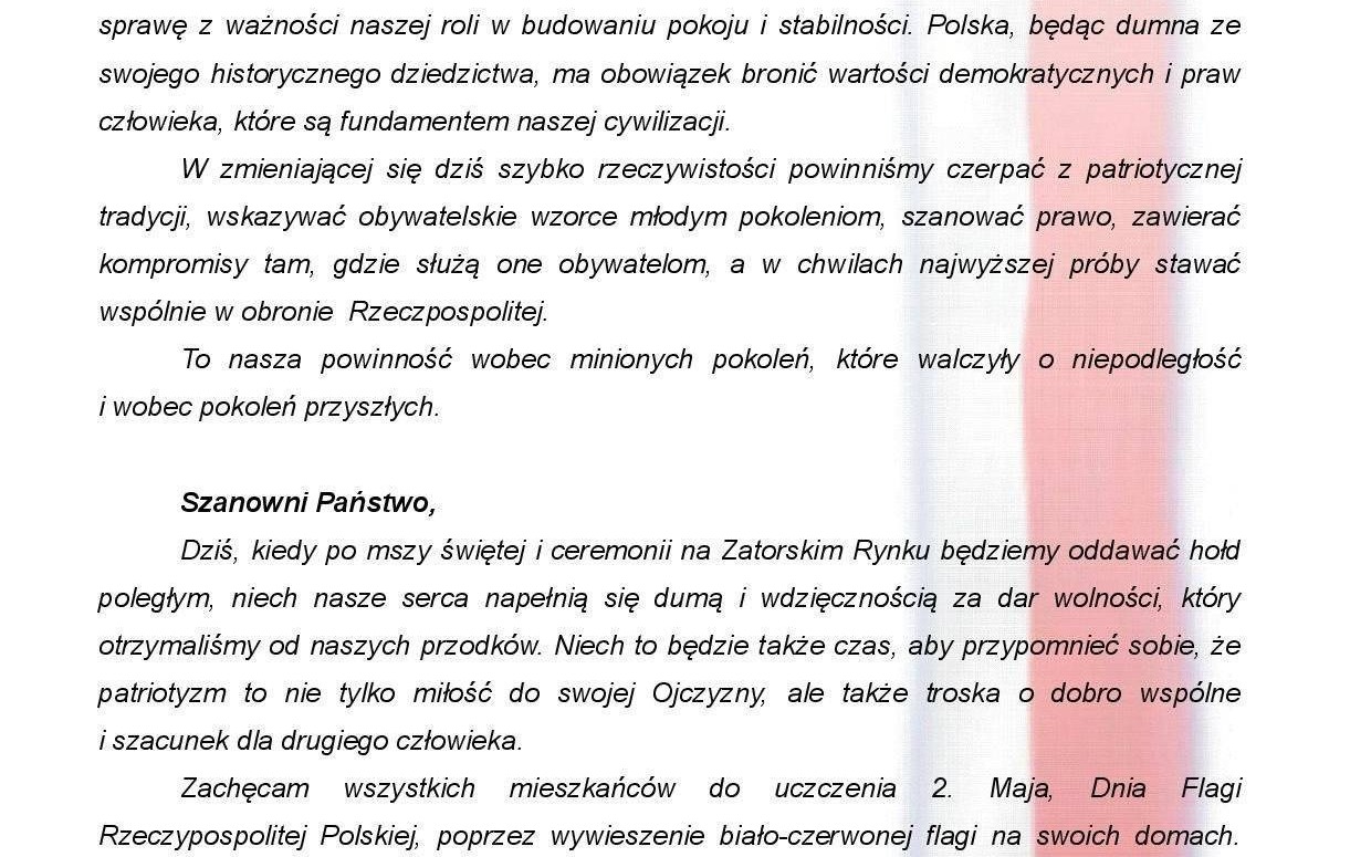 Szanowni Państwo, Drodzy Mieszkańcy Gminy Zator!