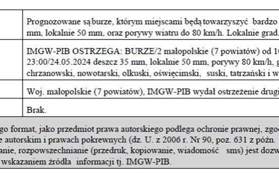 Ostrzeżenie meteorologiczne nr 134 - Burze_2 stopnia
