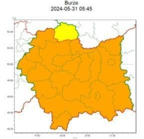 Ostrzeżenie meteorologiczne Burze 2stopnia 31.05.2024