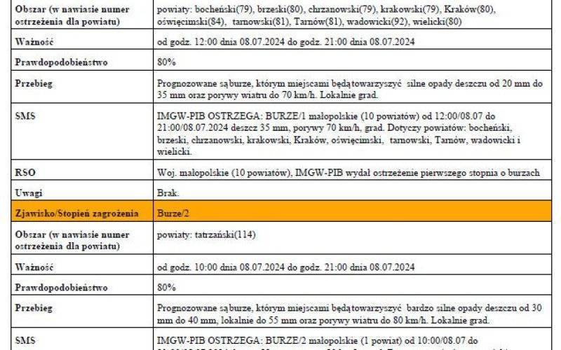 Ostrzeżenie meteorologiczne nr 219 Burze_1