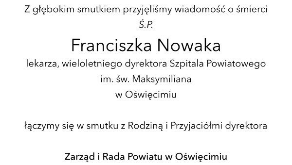 Zmarł Franciszek Nowak