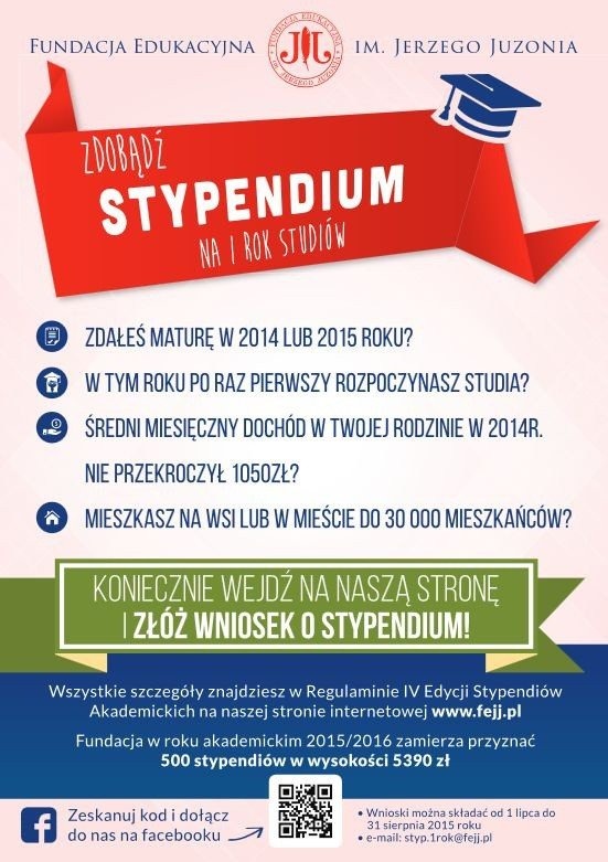 Fundacja Edukacyjna im. Jerzego Juzonia organizuje IV edycję stypendiów akademickich
