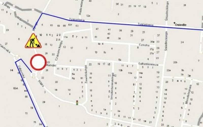 Zmiana organizacji ruchu - zamknięty odcinek od ul. Nojego do ronda przy ul. Pilata