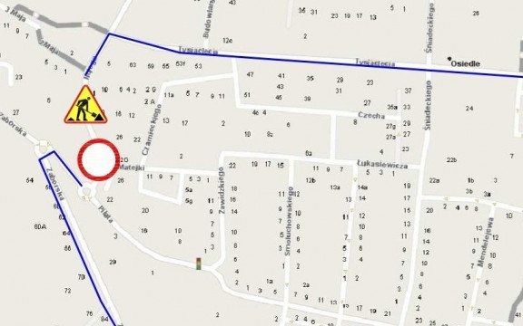 Zmiana organizacji ruchu - zamknięty odcinek od ul. Nojego do ronda przy ul. Pilata