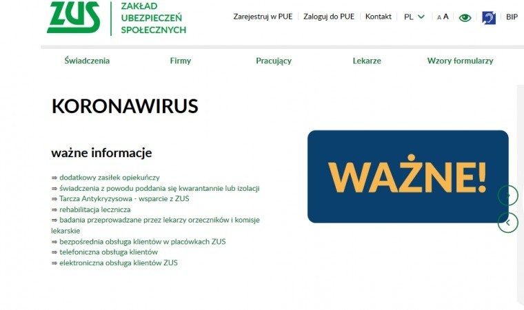 Wsparcie ZUS w ramach Tarczy Antykryzysowej