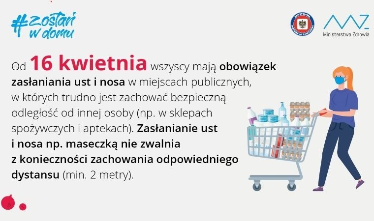 Od jutra obowiązek zasłaniania ust i nosa w przestrzeni publicznej