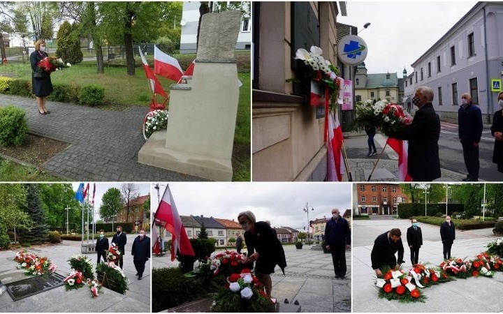 Włodarze Powiatu upamiętnili Święto Konstytucji w Oświęcimiu, Brzeszczach i Kętach