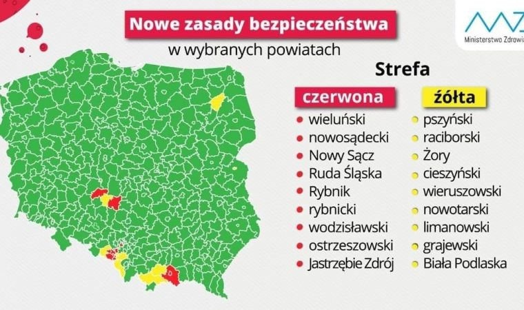 Powiat oświęcimski wypadł z żółtej strefy i się “zazielenił”. Zmiany od jutra