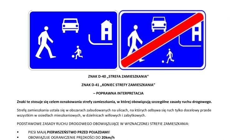 Powiatowa Rada Bezpieczeństwa Ruchu Drogowego przypomina o zasadach poruszania się w strefie zamieszkania