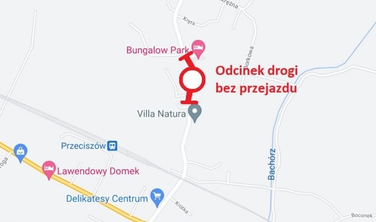 Nieprzejezdna droga w Przeciszowie