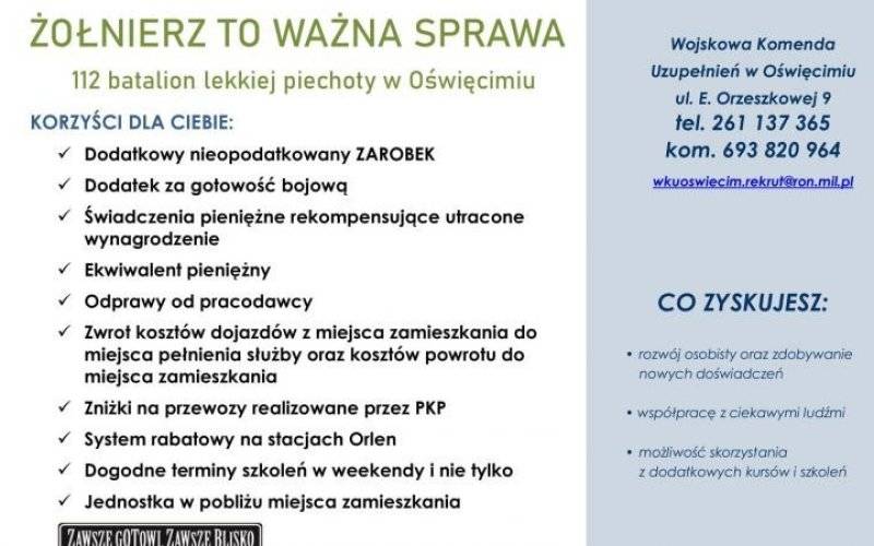 Trwa rekrutacja do batalionu w Oświęcimiu