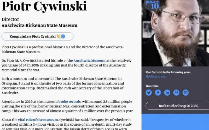 Dyrektor Muzeum Auschwitz wśród 10 najbardziej wpływowych ludzi świata muzeów