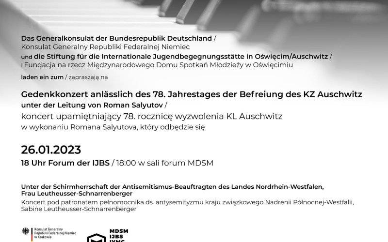 Zaproszenie na koncert upamiętniający 78. rocznicę wyzwolenia KL Auschwitz
