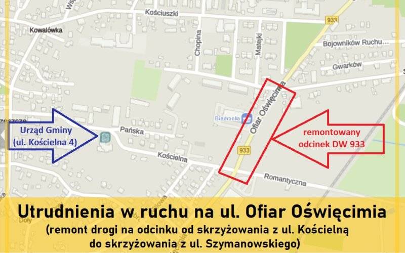 Ruch wahadłowy na DW 933 w Brzeszczach