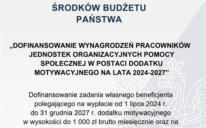 Dofinansowanie wynagrodzeń pracowników jednostek organizacyjnych pomocy społecznej