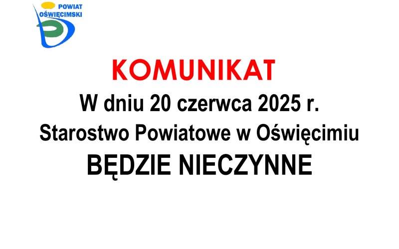 Starostwo będzie nieczynne 20 czerwca