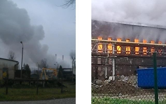 Oświęcim - ponad 25 zastępów walczy z pożarem hali wypełnionej złomem