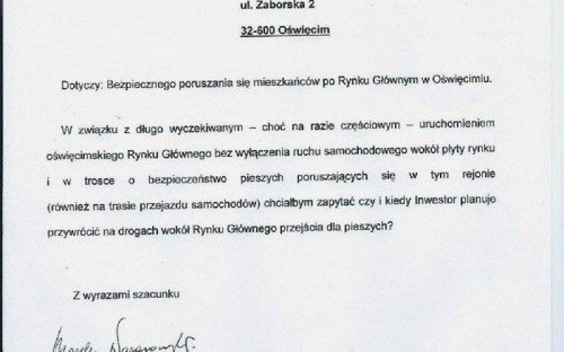 DYSKUSJA. Czego nie wie Marek Nazarowski, czyli zagrożenia dla pieszych na Rynku Głównym w Oświęcimiu